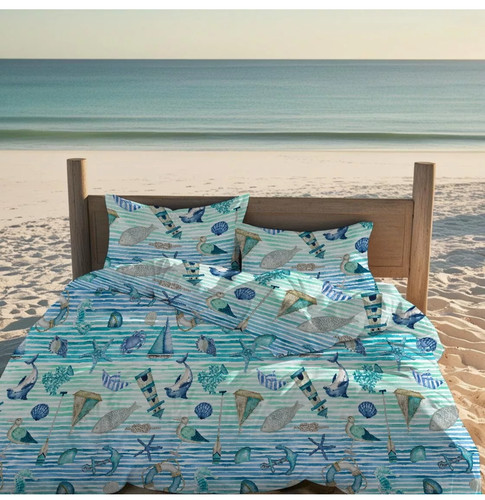 Copriletto estivo mare - mare, azzurro